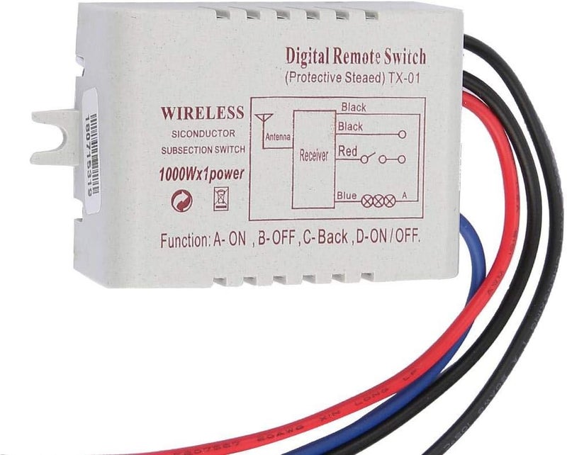 طرق تركيب بسيطة مفتاح تحكم عن بعد لاسلكي Walfront MR701 مخرج حائط لاسلكي مفتاح إضاءة رقمي تشغيل/إيقاف AC180-240V 1000W للمصابيح (MR701 1 * 1000W) تصميم مطابق لسعودية جودة عالمية اقتصادية فرد وعام - Image 2