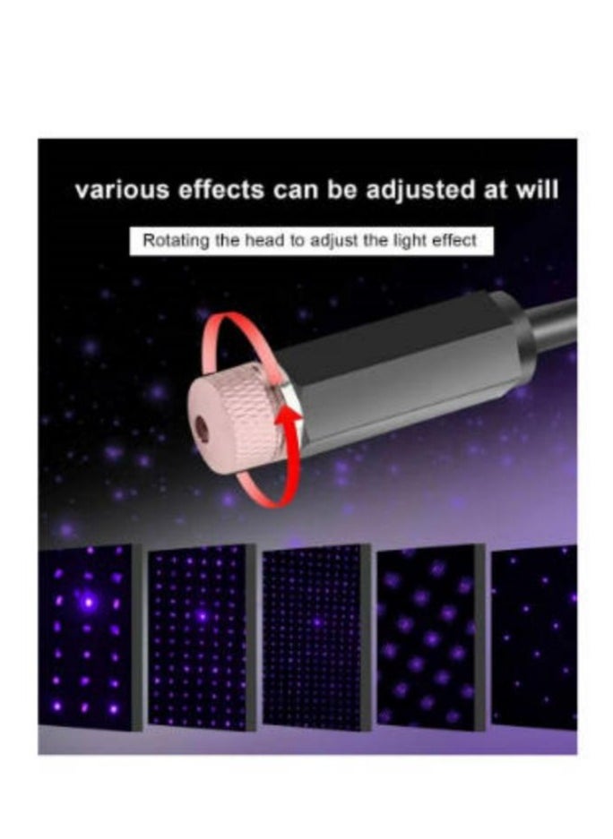 Portable USB Star Projector Light with Adjustable Lighting Mode Night Light Decor for Bedroom Party and Car Roof Plug and Play Red