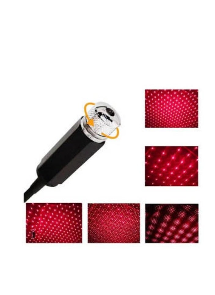Portable USB Star Projector Light with Adjustable Lighting Mode Night Light Decor for Bedroom Party and Car Roof Plug and Play Red