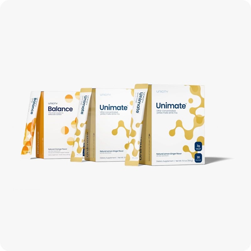 UNICITY Feel Great System Natural—Feel Great Pack with Balance Natural Orange and UNIMATE Lemon Ginger (30-day supply)