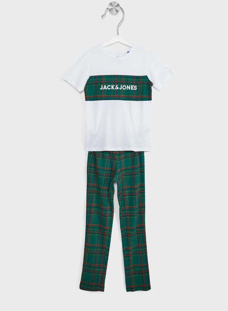 Jack & Jones Junior Youth Checkd T-Shirt & Sweatpants Set