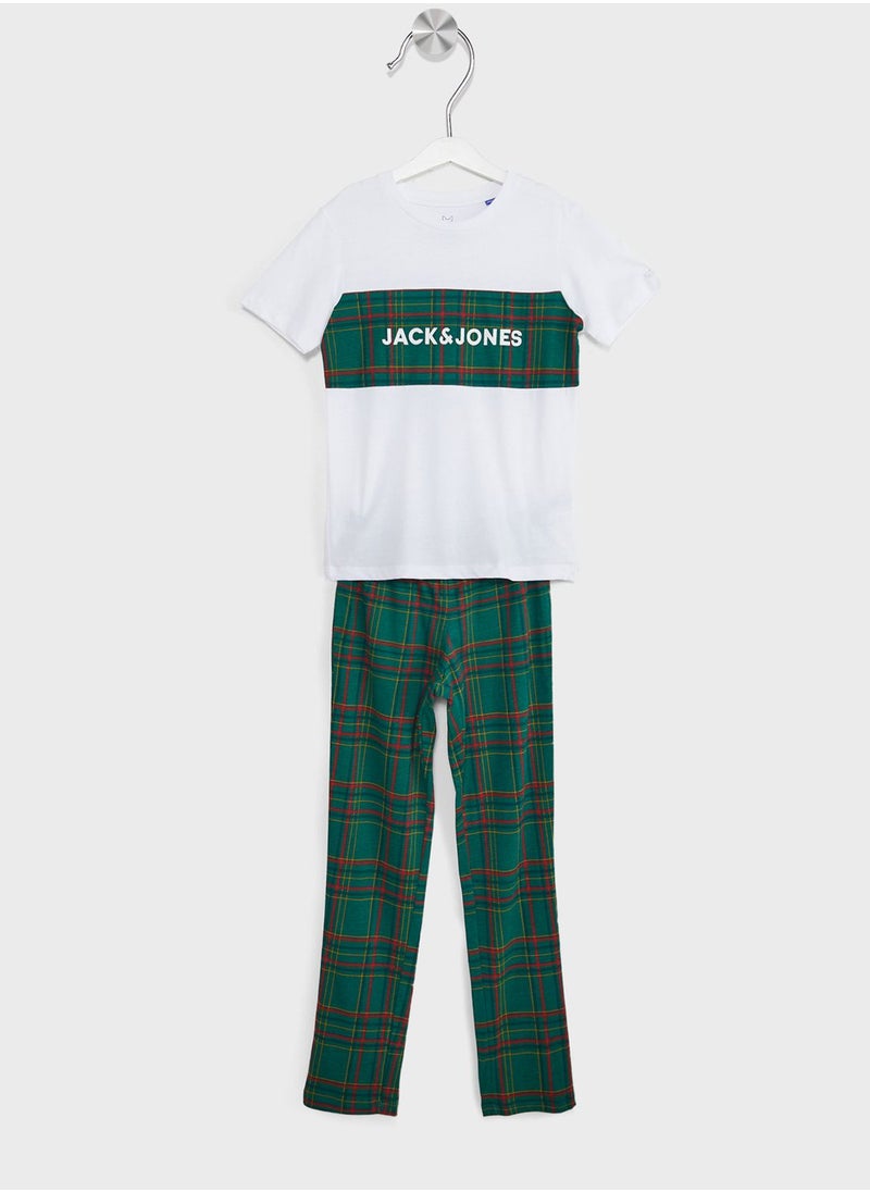 Jack & Jones Junior - Youth Checkd T-Shirt & Sweatpants Set - Image 1