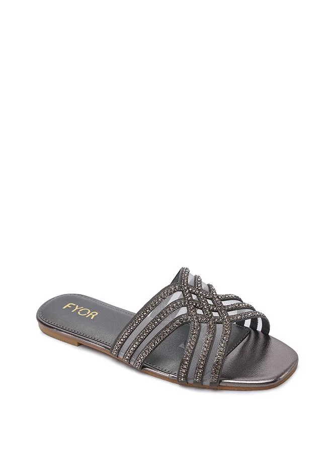 فايور Rhinestone Multi-Strap Flat Sandal MY 378