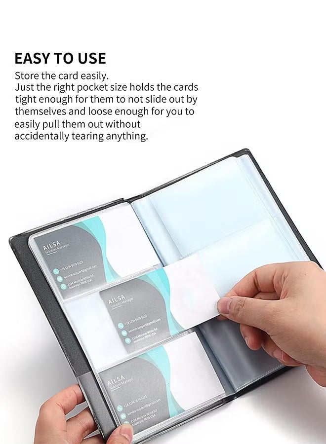 YelaJoy Professional Business Card Book Holder Organizer, 240 Card Capacity Card Binder PU Leather Name Card Credit Cards Booklet - Image 4