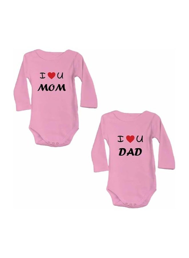 PRINTSHOP4ME Pack Of 2 Baby Romper Mama And Papa Printed-Soft Cotton Long Sleeve Bodysuits For Newborns,Infants And Toddlers-Unisex Baby Onesies For Boys And Girls - Image 1