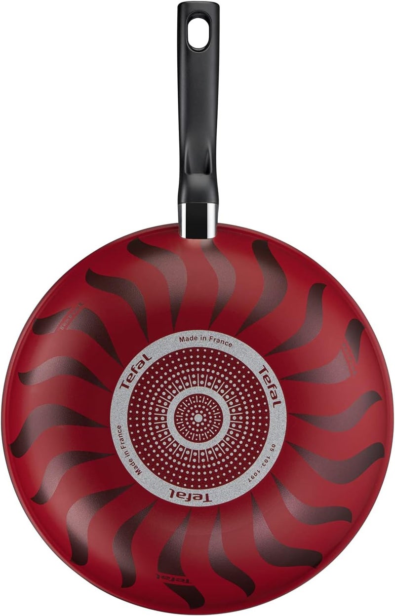 T-fal TEFAL Wok Pan 28 cm | Tempo Flame | Aluminium | 3.6 liters | Non stick coating | Thermo signal heat indicator | Diffusion base | Healthy and safe | Made in France | Red | 2 Years Warranty | C3041983 - Image 3