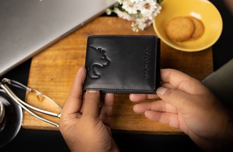 BROWN BEAR Wallet for Man, Stylish Pure Nappa Wallet for Men Leather Original, Certified RFID Protected Slim Purse for Gents with Eight Card Pockets (Black) - Image 2