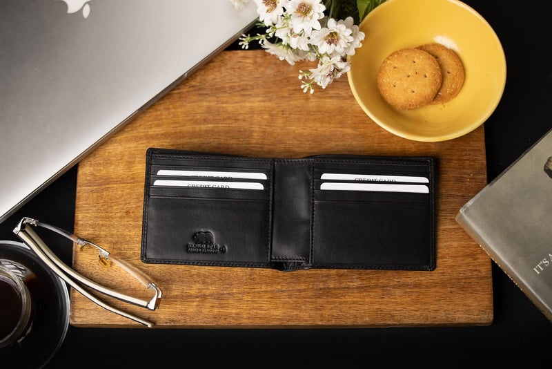 BROWN BEAR Wallet for Man, Stylish Pure Nappa Wallet for Men Leather Original, Certified RFID Protected Slim Purse for Gents with Eight Card Pockets (Black) - Image 3