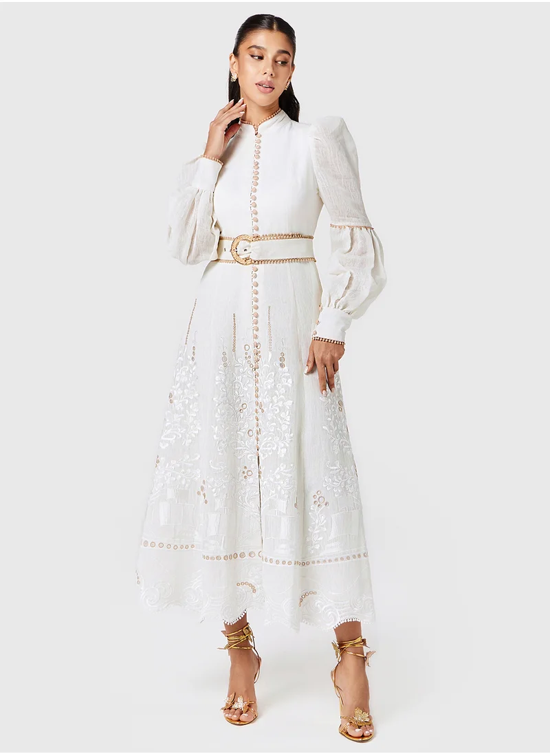 Threadz by Ajooni Contrast Embroidered Dress