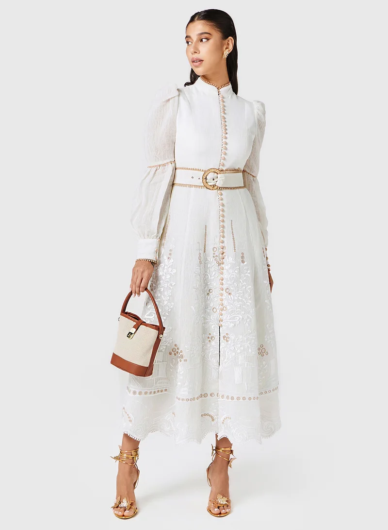 ثريدز باي اجوني Contrast Embroidered Dress