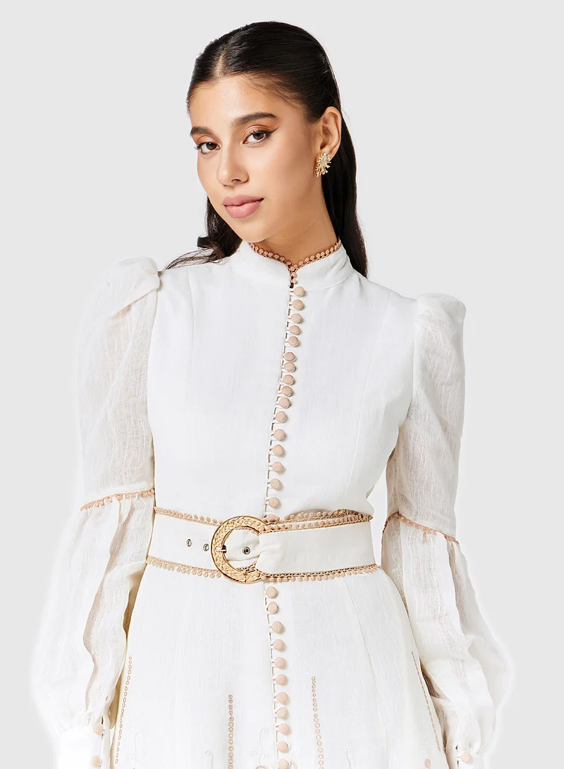ثريدز باي اجوني Contrast Embroidered Dress