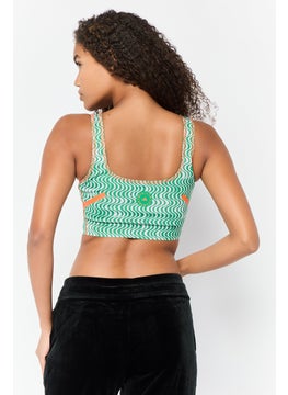 adidas By Stella McCartney Women Abstract Pattern Padded Sports Bra, Green  - Image 2