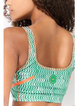 adidas By Stella McCartney Women Abstract Pattern Padded Sports Bra, Green  - Image 4