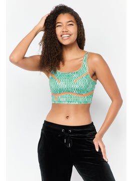 adidas By Stella McCartney Women Abstract Pattern Padded Sports Bra, Green  - Image 1