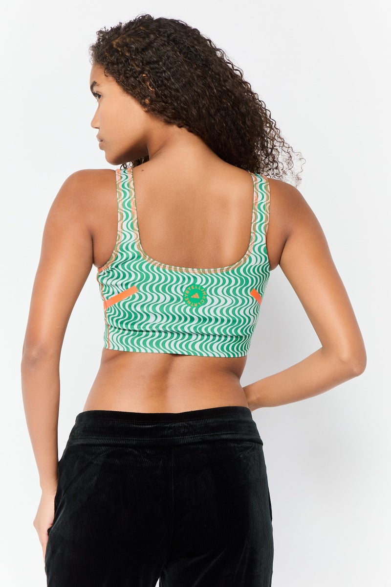 Adidas by Stella McCartney Women Abstract Pattern Padded Sports Bra, Green - Image 4