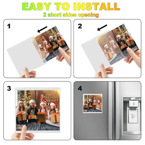 CHUNNIAO White Magnetic Picture Frame 4X4 for Refrigerator,12 Pieces Square Photo Magnets Sleeves for Fridge and Whiteboard,Locker - Image 2