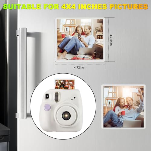 CHUNNIAO White Magnetic Picture Frame 4X4 for Refrigerator,12 Pieces Square Photo Magnets Sleeves for Fridge and Whiteboard,Locker - Image 4