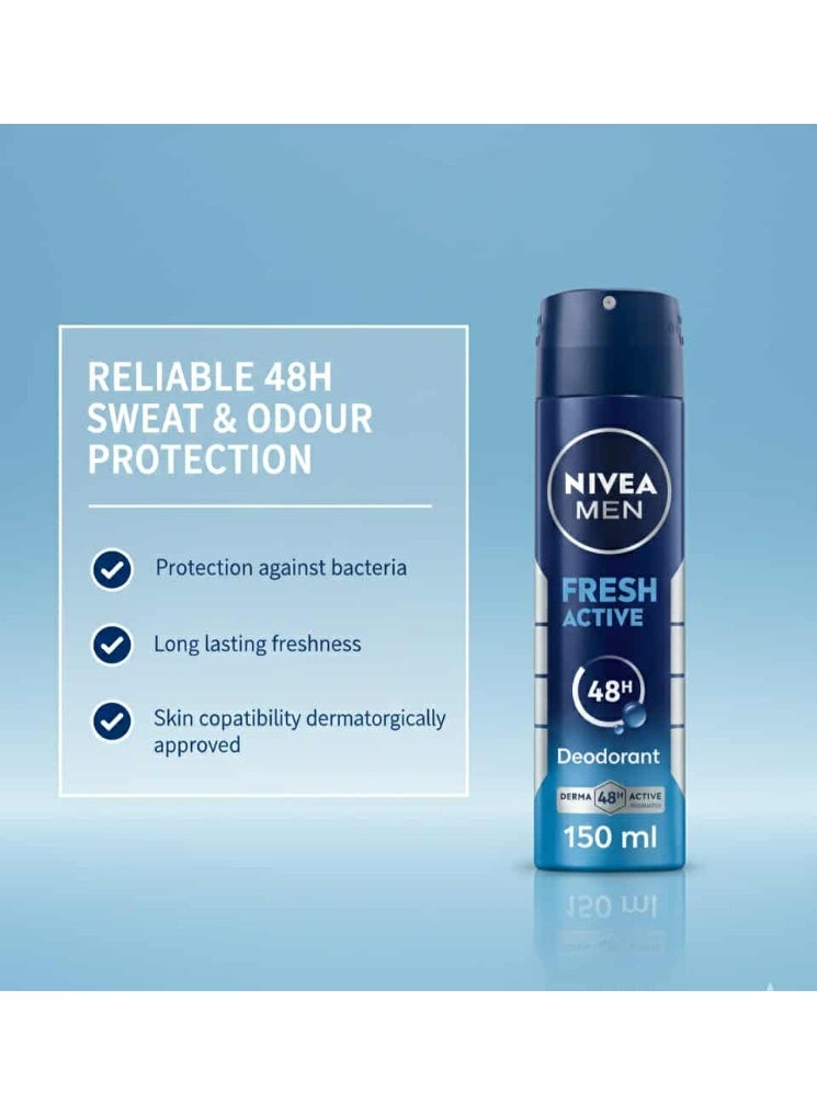 Nivea Men Deodorant Fresh Active-48H Protection -150 ml - Image 2