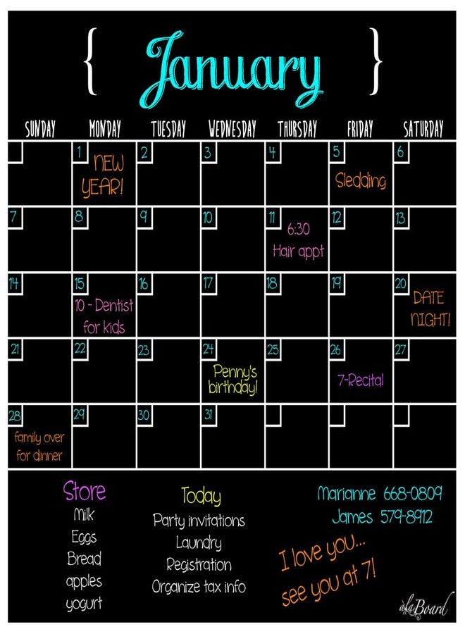 ala Board Black Dry Erase Magnet Calendar - Image 1