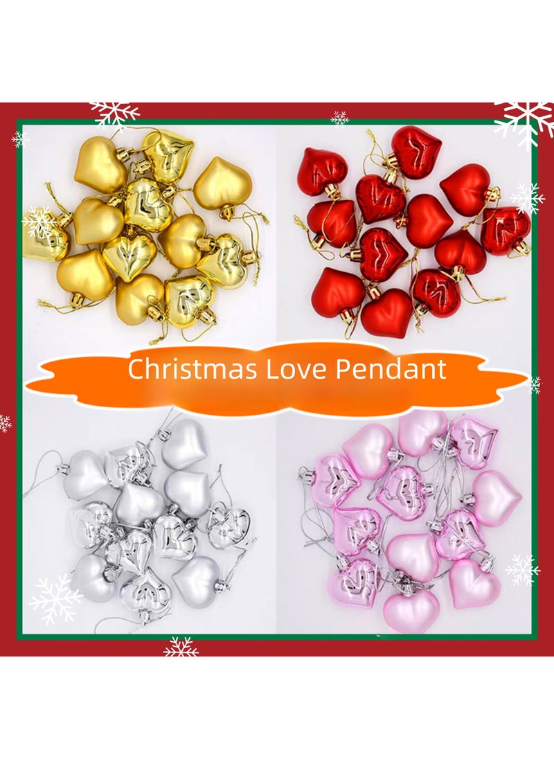 12pc love Christmas tree pendant Christmas peach heart electroplating ball party wedding home decoration pendant Gold 
