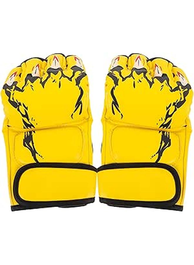 Half Finger Boxing Gloves For Men Women Training Kickboxing Martial Arts Protective Thickened Yellow - Image 1