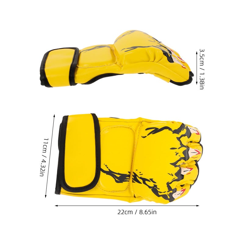 Half Finger Boxing Gloves For Men Women Training Kickboxing Martial Arts Protective Thickened Yellow - Image 3