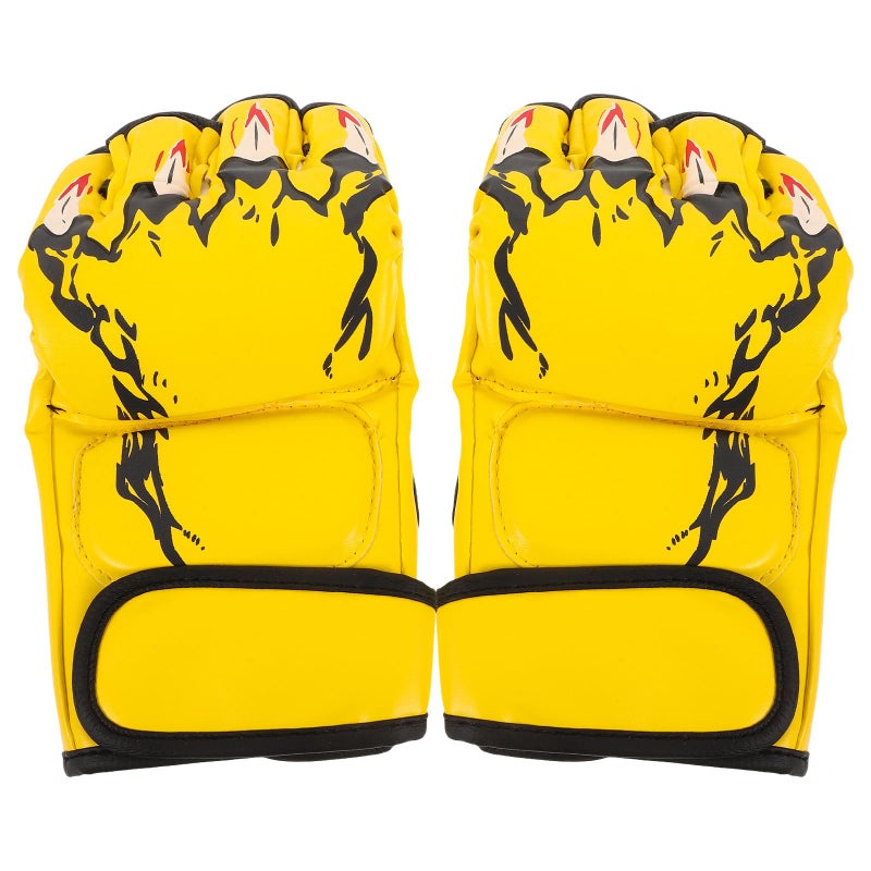Half Finger Boxing Gloves For Men Women Training Kickboxing Martial Arts Protective Thickened Yellow - Image 2
