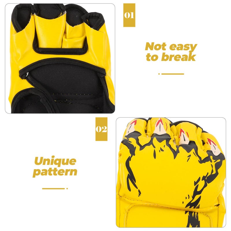 Half Finger Boxing Gloves For Men Women Training Kickboxing Martial Arts Protective Thickened Yellow - Image 4