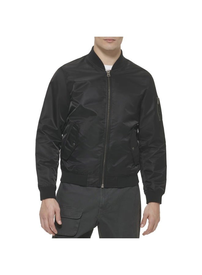 Levi's Men's Flight Satin Bomber Jacket, Black MA-1 Unfilled, M - Image 1
