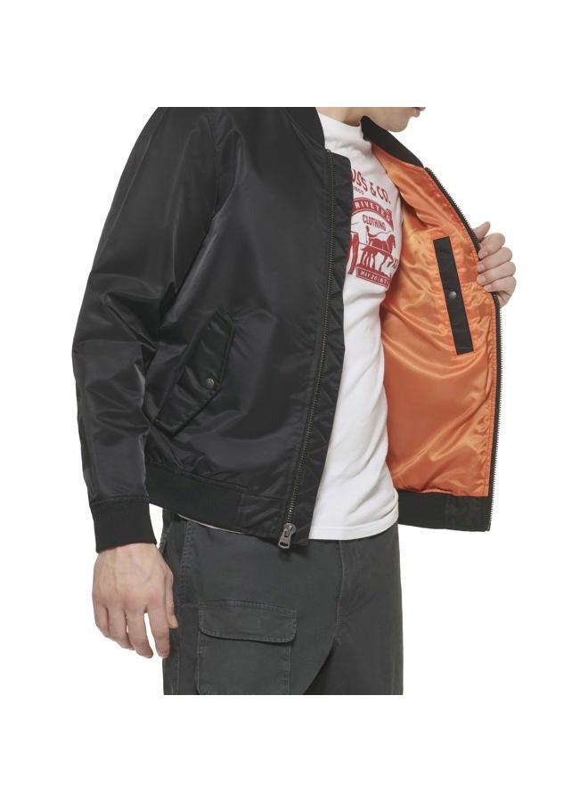 Levi's Men's Flight Satin Bomber Jacket, Black MA-1 Unfilled, M - Image 4