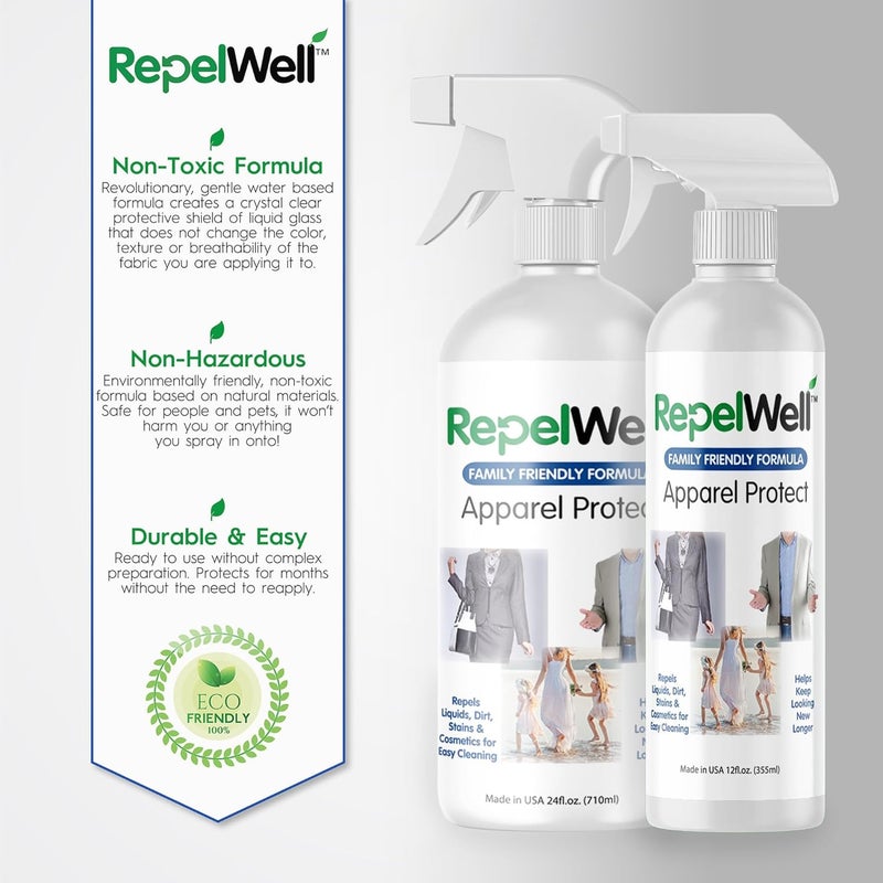 RepelWell Apparel Protect (12oz) Stain & Water Repellent Spray – Non-Toxic, Eco-Friendly, Pet-Safe Sprays for Clothing & More - Image 5