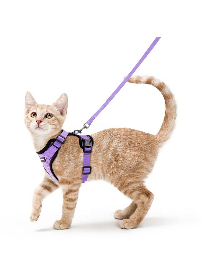 Rabbitgoo rabbitgoo Cat Harness and Leash for Walking, Escape Proof Soft Adjustable Vest Harnesses for Cats, Easy Control Breathable Reflective Strips Jacket, Light Purple, XS  - Image 1