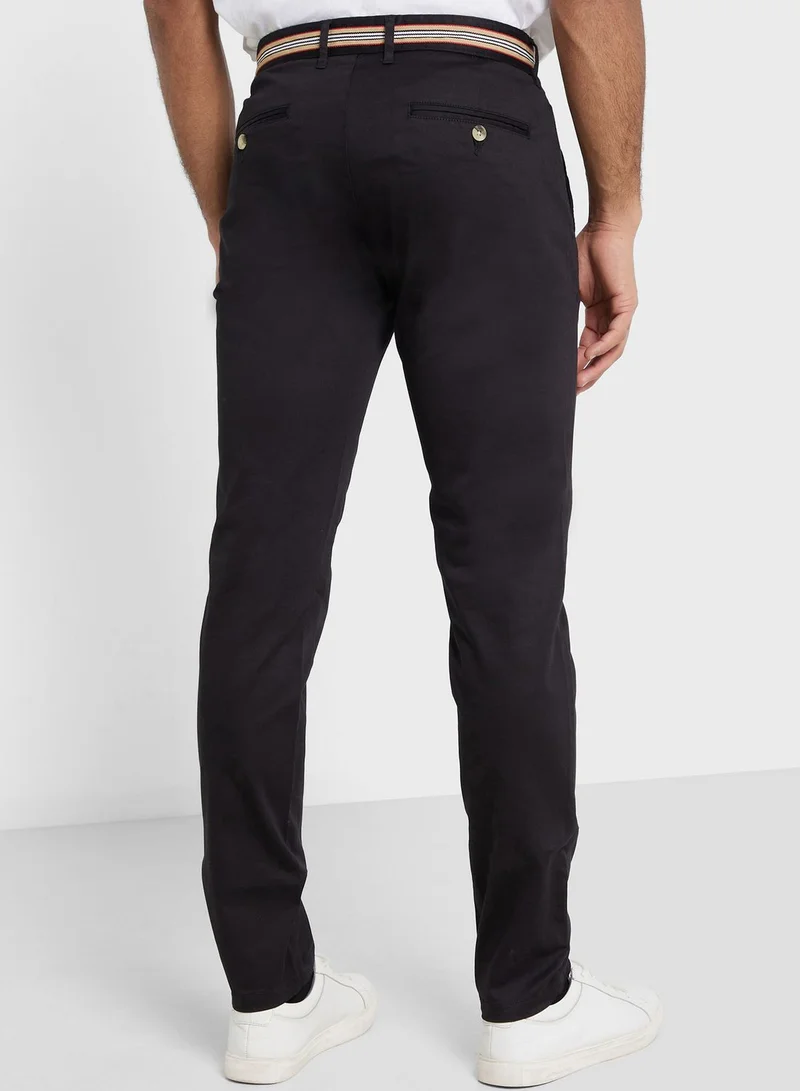 Thomas Scott Thomas Scott Men Black Slim Fit Cotton Chinos Trousers