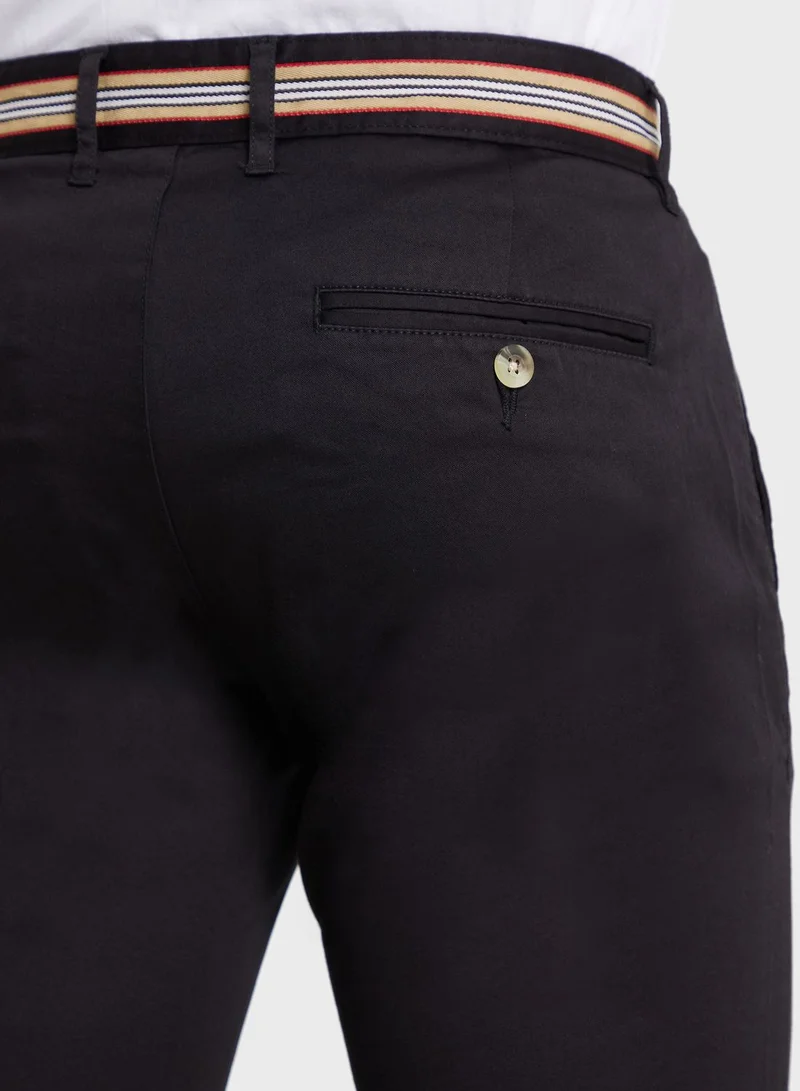 Thomas Scott Thomas Scott Men Black Slim Fit Cotton Chinos Trousers