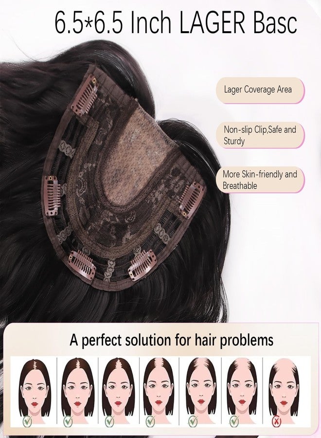 CROWN GUIDE 11 Inch Short Wavy Hair Topper for Women, 6.5"x6.5" Base Clip in Hairpiece, Synthetic Lightweight Breathable, for Thinning Hair & Gray Roots, Instant Volume & Coverage - Image 5