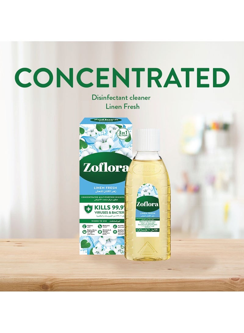 Zoflora Multi-Purpose Concentrated Disinfectant Linen Fresh 120ml - Image 3