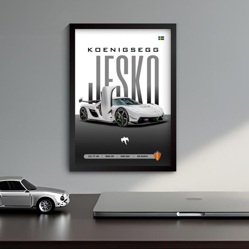 Funk You Koenigsegg Jesko Poster | Framed Koenigsegg A4 Sized (31 x 23 cm) | Car Poster for Wall, Gift for Boys, Hypercar Frames | Jesko Car Posters for Wall, Bedroom, Hostel, Study Area, Hostel - Image 5