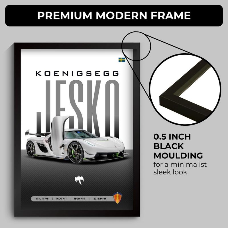 Funk You Koenigsegg Jesko Poster | Framed Koenigsegg A4 Sized (31 x 23 cm) | Car Poster for Wall, Gift for Boys, Hypercar Frames | Jesko Car Posters for Wall, Bedroom, Hostel, Study Area, Hostel - Image 3