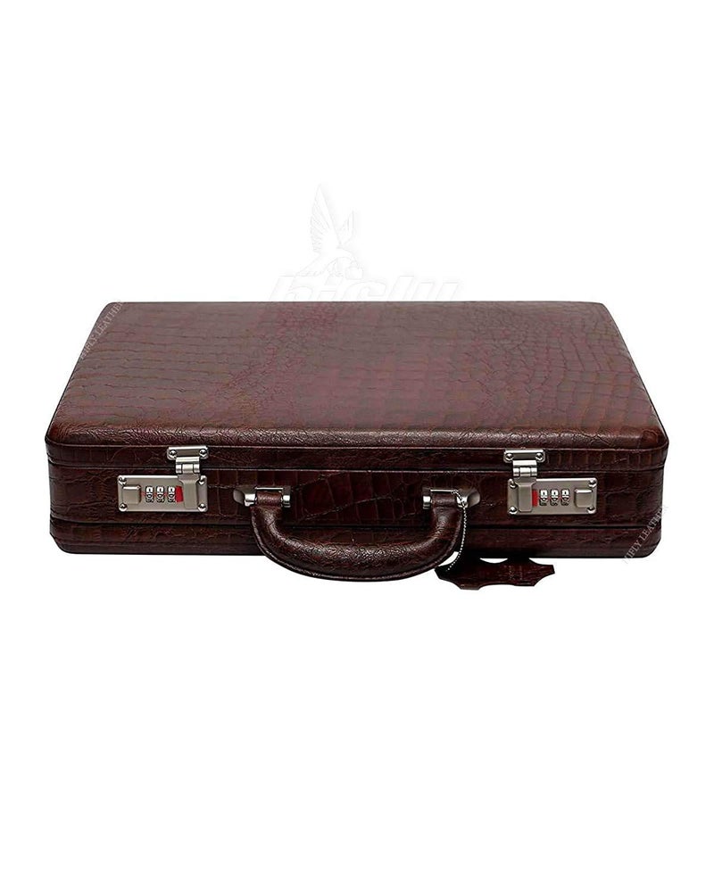 Hifly Men's 20 L Leather Briefcase Bag - Laptop Bag with TSA Lock, Brown, 15.6" - Image 2