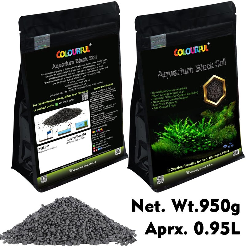colourful Planted Aquarium Black Substrate Aqua Soil for Fish Tank | Live Planted Aquarium | Plant Seeds (950g Aquarium Soil, Big Grass Seed) - Image 5