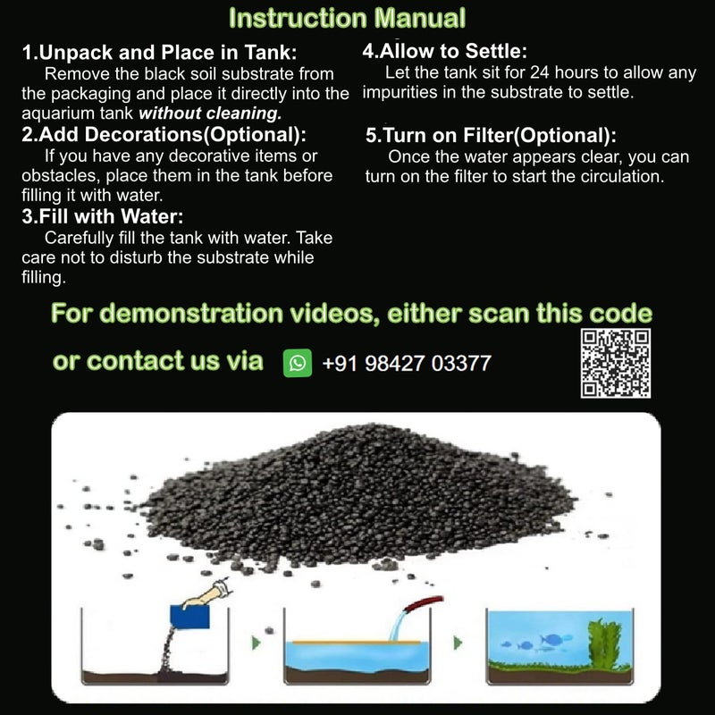 colourful Planted Aquarium Black Substrate Aqua Soil for Fish Tank | Live Planted Aquarium | Plant Seeds (950g Aquarium Soil, Big Grass Seed) - Image 4
