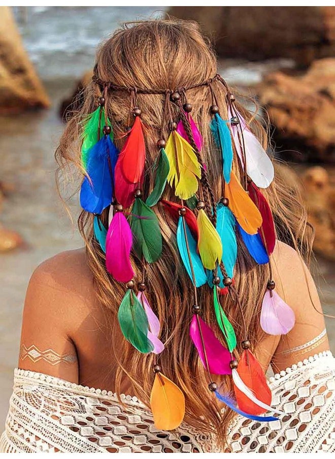 Boho Feather Headband Gypsy Headpiece Headdress Bohemian Hippie Headbands Indian Festival Hair Band Adjust Long Feather Hair Accessories For Women And Girls (Colorful) - pzsku/Z38165A884AD68406BD33Z/45/_/1718644156/c81ca040-f21e-4ffb-a3dd-978143c0c587