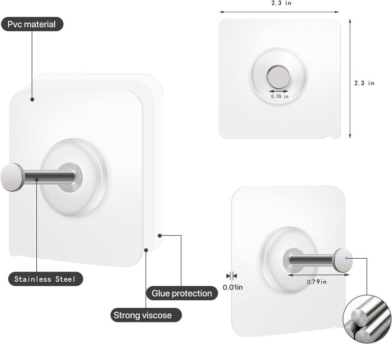 HOUSELY Hooks for Wall Without Drilling Strong Heavy Duty Adhesive Hooks for Hanging on Wall Damage Free Hooks for Picture Hanger Home Wall Art Photo Frame Bathroom Closet Kitchen Door Pack of 10 - Image 2