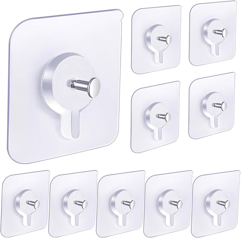 HOUSELY Hooks for Wall Without Drilling Strong Heavy Duty Adhesive Hooks for Hanging on Wall Damage Free Hooks for Picture Hanger Home Wall Art Photo Frame Bathroom Closet Kitchen Door Pack of 10 - Image 1