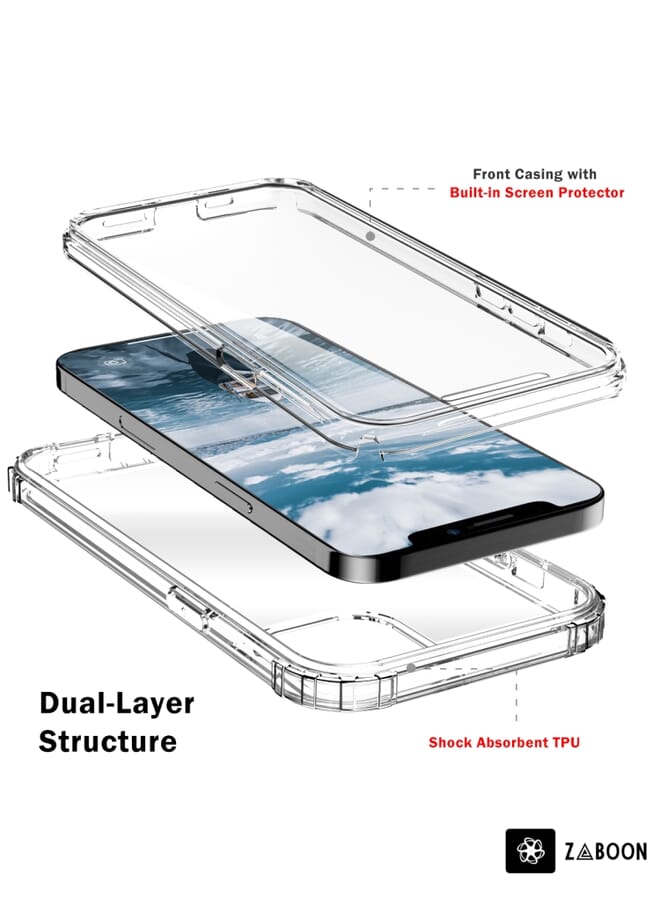 Zaboon Protective Case For iPhone 12 Pro Max Front and Back Transparent Four-corner Three-proof Case - Image 3