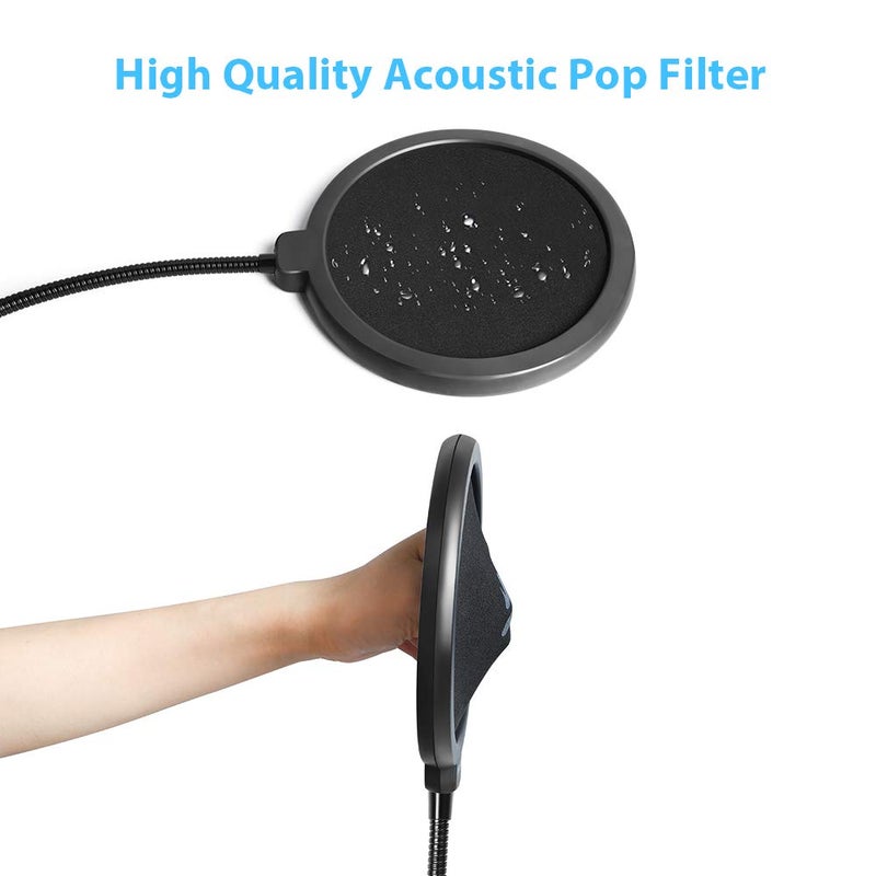 Maono AU-B00 Pop Filter for Studio Condenser Microphone with Wind Screen and Metal Gooseneck Holder (Black) - Image 2