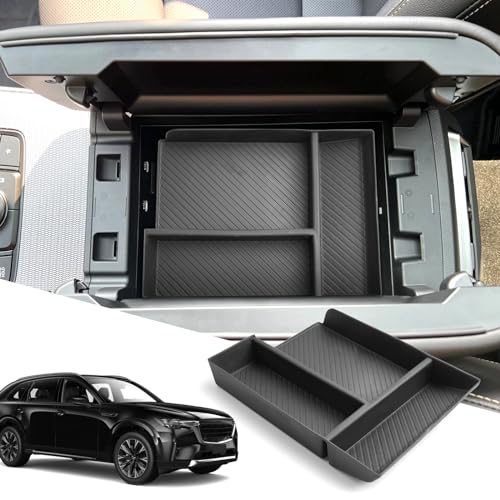 SXCY for 2024 2025 Mazda CX90 CX70 Center Console Organizer for Mazda CX90 2024 2025 Accessories Console Tray for 2024 2025 CX90 CX70 Console Organizer 2025 CX70 Armrest Organizer TPE Tough Material - Image 1