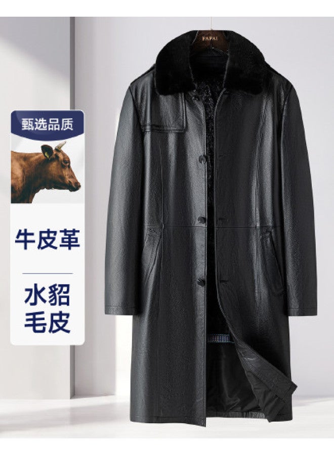 Fapai Winter Mid-length Leather Jacket Men's Leather Jacket - Image 1