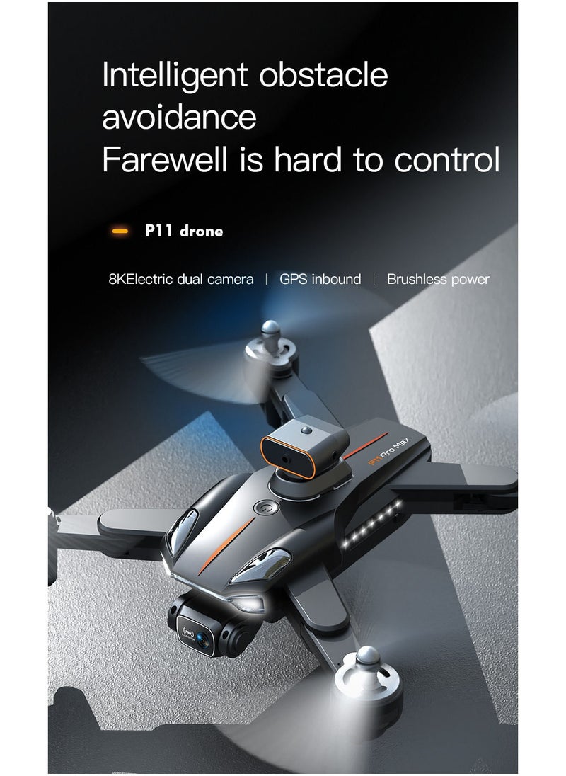 Generic - P11 Intelligent Obstacle Avoidance Drone Camera with HD Photography 8KHD double Shot - Image 1