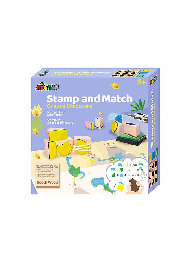 Avenir Stamp and Match Create Dinosaurs Craft Imaginative Dinosaurs With 15 Wooden Stamps, Spark Imagination & Cognitive Development Exciting Craft Kit for Kids 3+  - Image 2